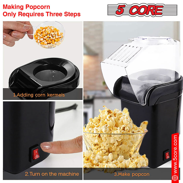 5Core Popcorn Machine 16 Cup Hot Air Popper Mini Portable Electric Pop