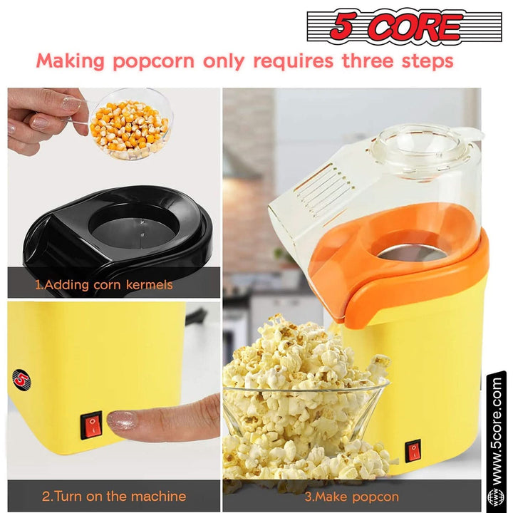 5Core Popcorn Machine 16 Cup Hot Air Popper Mini Portable Electric Pop