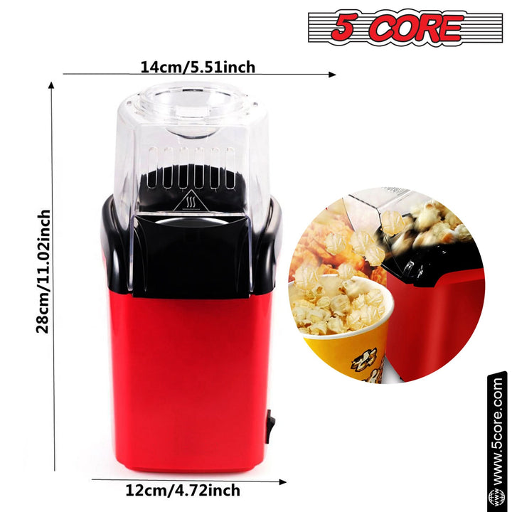 5Core Popcorn Machine 16 Cup Hot Air Popper Mini Portable Electric Pop