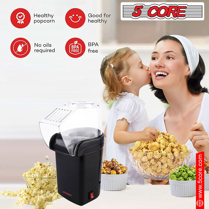 5Core Popcorn Machine 16 Cup Hot Air Popper Mini Portable Electric Pop