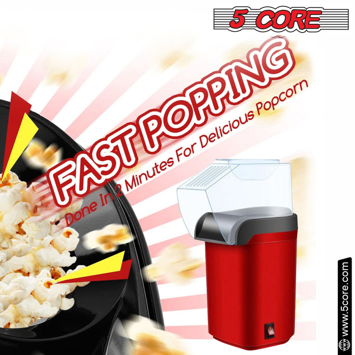 5Core Popcorn Machine 16 Cup Hot Air Popper Mini Portable Electric Pop