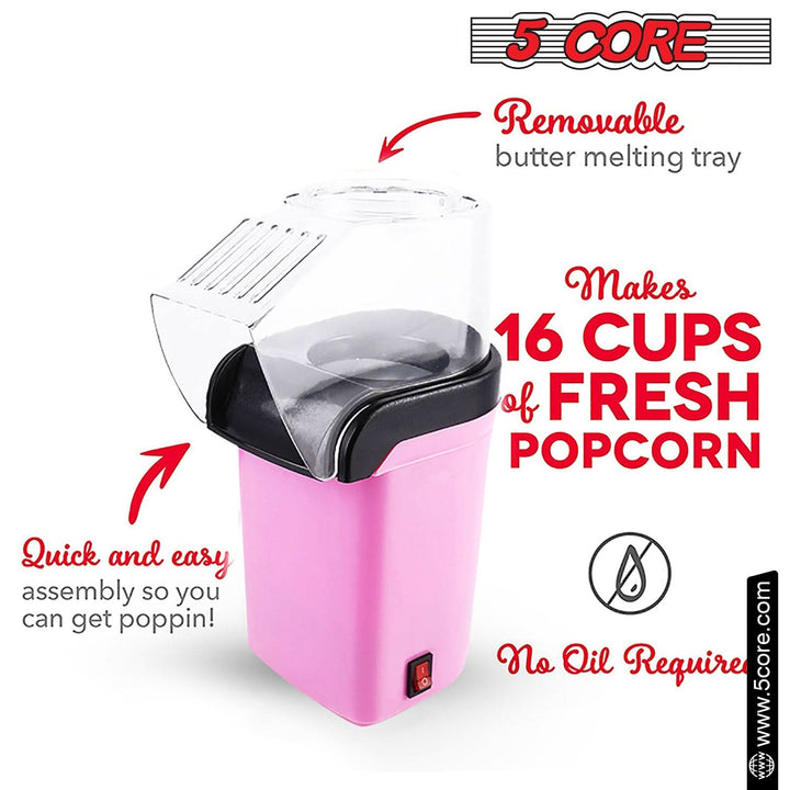 5Core Popcorn Machine 16 Cup Hot Air Popper Mini Portable Electric Pop