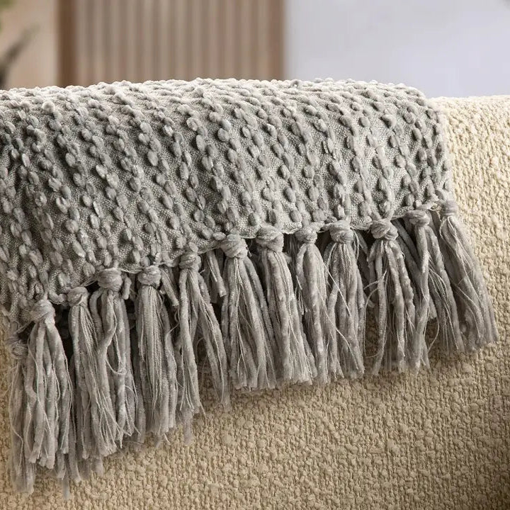 Grey Knitted Throw Blanket